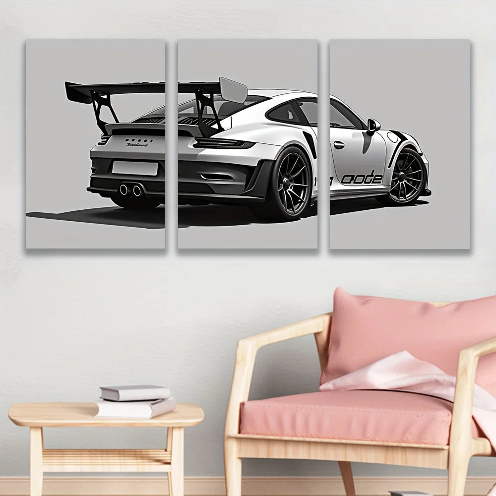 Frameless[JIT]3pcs, canvas painting--frameless, Handsome car, Posters andprints, Office, living room, room, bar, party gifts, bi