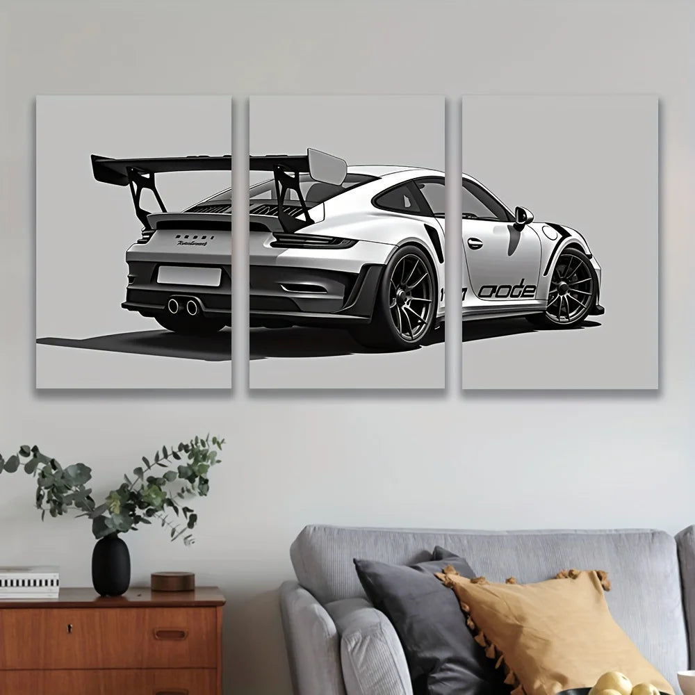 Frameless[JIT]3pcs, canvas painting--frameless, Handsome car, Posters andprints, Office, living room, room, bar, party gifts, bi